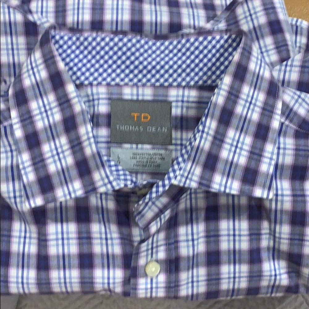 Thomas Dean button down plaid shirt